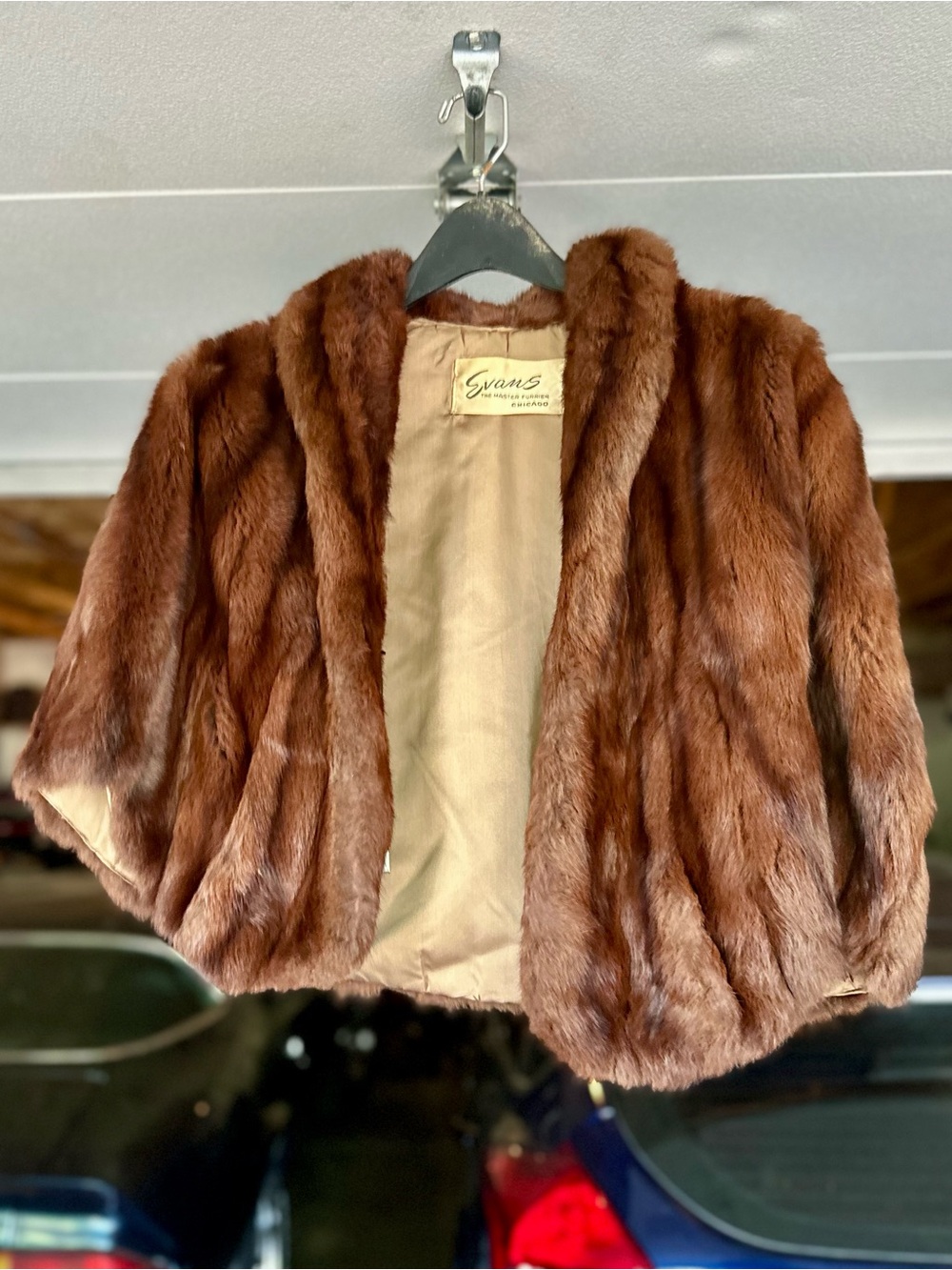 Vintage Evans Brown Fur Stole / Cape Jacket OSFM